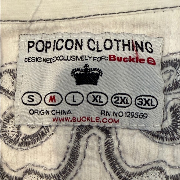 Women’s white WESTERN Button-Up Shirt with Black Embroidery - Picture 10 of 11